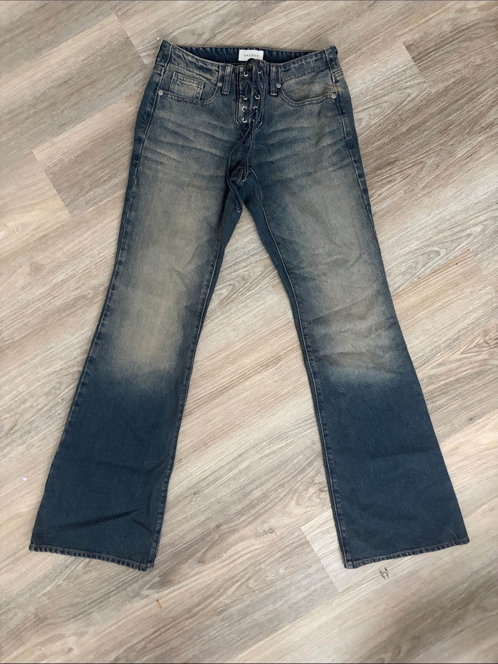 PacSun Black Washed Lace-Up Flare Jeans